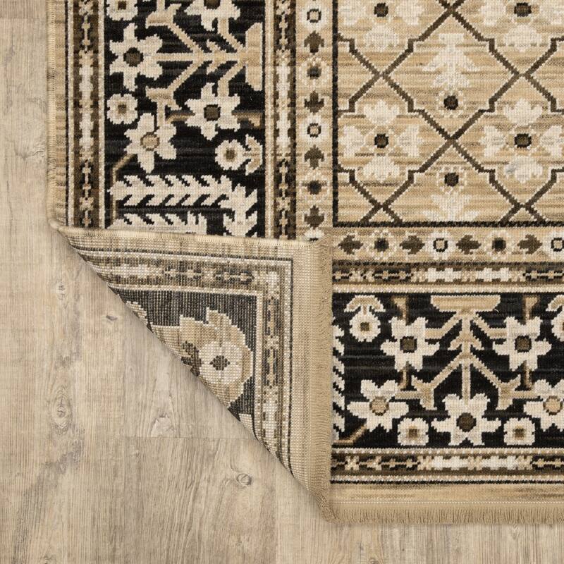 Adelaide Vintage Traditional Tan/ Charcoal Wool Blend Area Rug