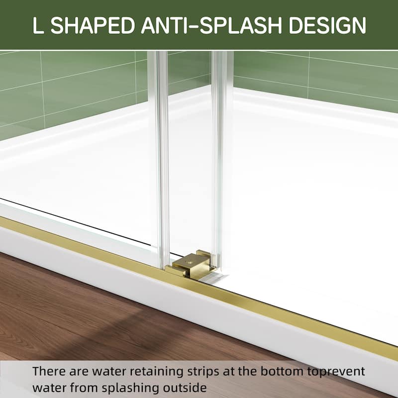 72" x 59" Frameless Double Sliding Shower Door, 8mm Easy-Clean Tempered Glass, 304 Stainless Hardware, Reversible
