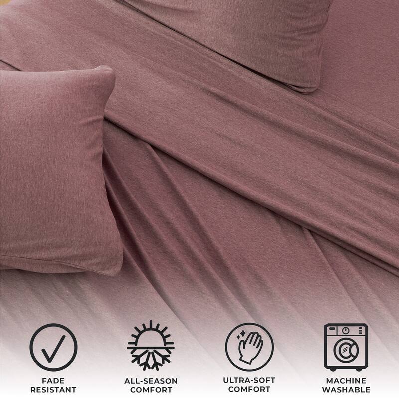 Linery & Co. Heathered Melange Cotton Jersey Knit Sheet Set