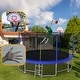 preview thumbnail 2 of 21, 16 ft. Round Outdoor Trampoline with Enclosure Net and Basketball Hoop