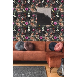 Hand Painted Flowers Peel and Stick Wallpaper - Bed Bath & Beyond ...