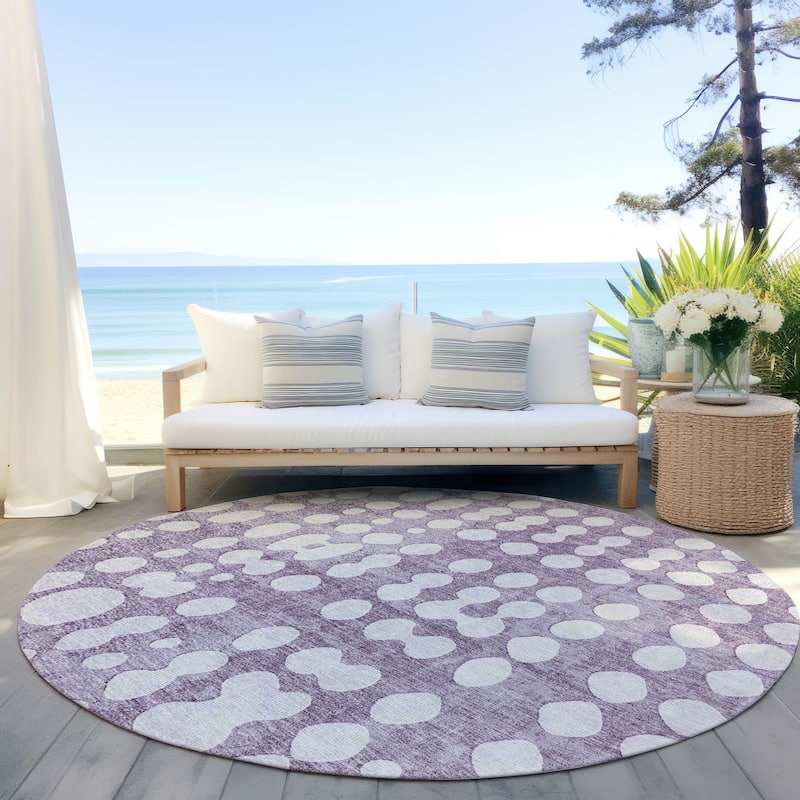 Machine Washable Indoor/ Outdoor Chantille Dots Abstract Rug - Purple - 8' x 8'