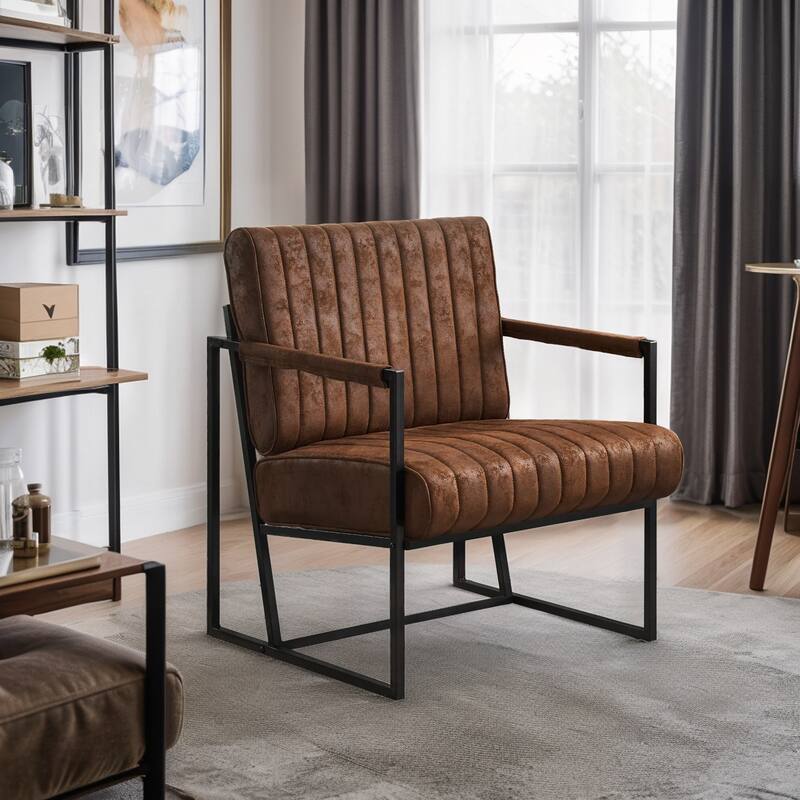 Upholstered Accent Chair with Wide Large Backrest and Thick Cushion, Reading Chair for Living Room