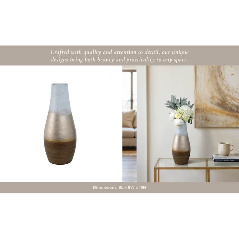 Glass Vase in Boho Style with Tapered Neck and Textured Finish