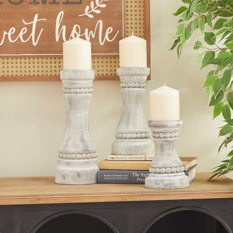 Wood Farmhouse Candle Holder (Set of 3) - S/3 12", 9", 7"H