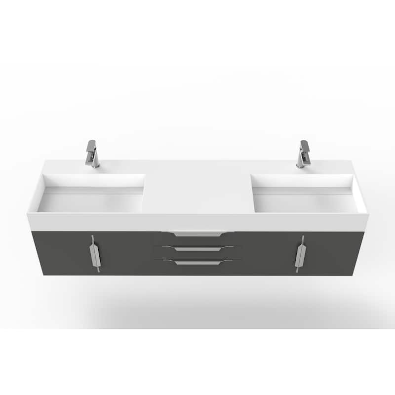 Amazon 72" Wall Mounted Bathroom Vanity Set w/ White Top