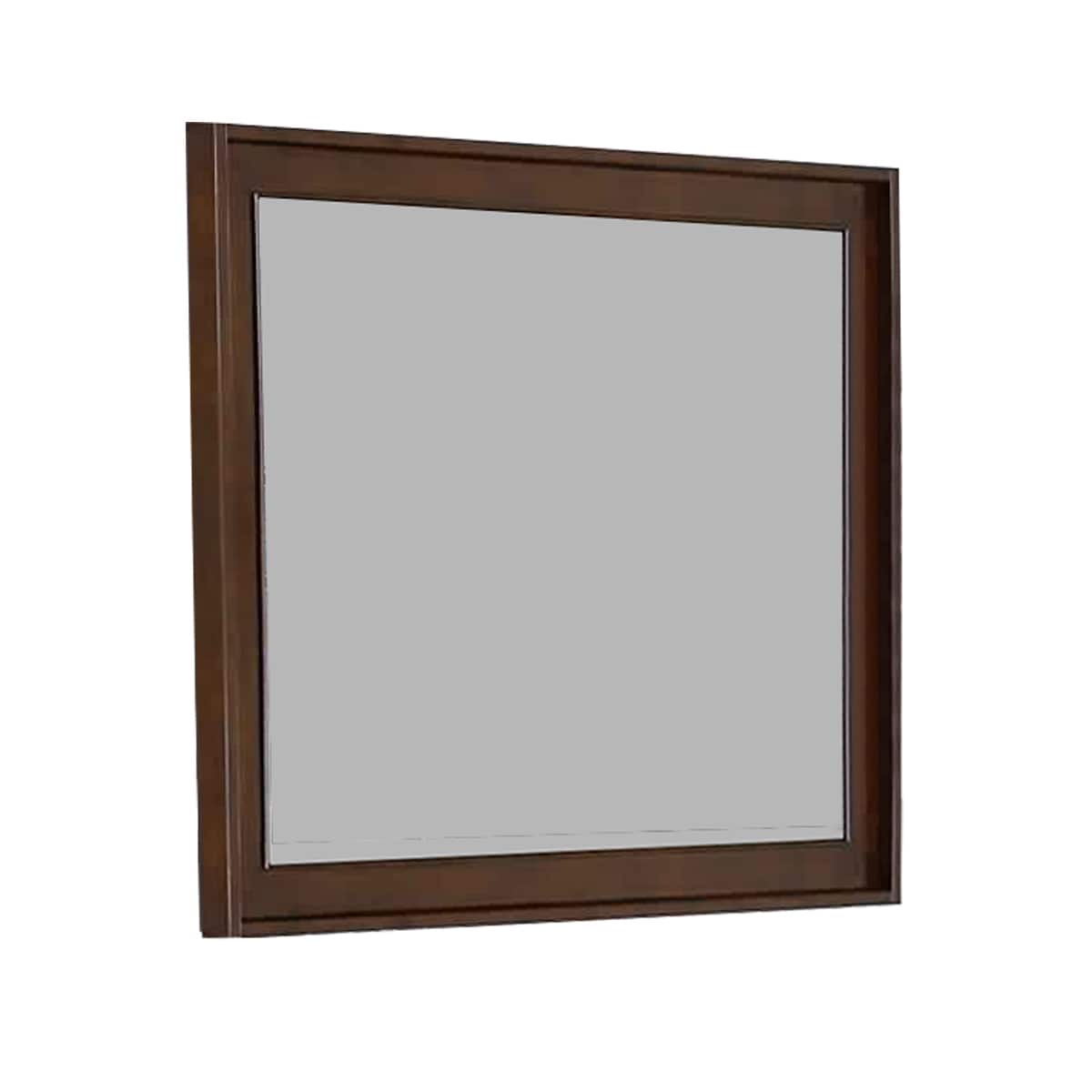 Benjara Rectangular Wooden Frame Mirror with Raised Edges, Brown