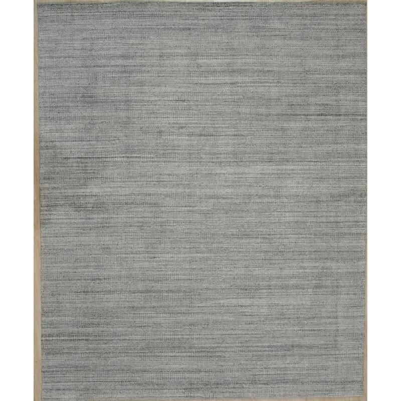 Handloom Wool Silver Contemporary Transitional Super Grass Rug - Modern Elegance and Luxurious Comfort