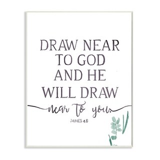 Stupell He Will Draw Near Faith Phrase Green Sprout Wood Wall Art - Bed ...