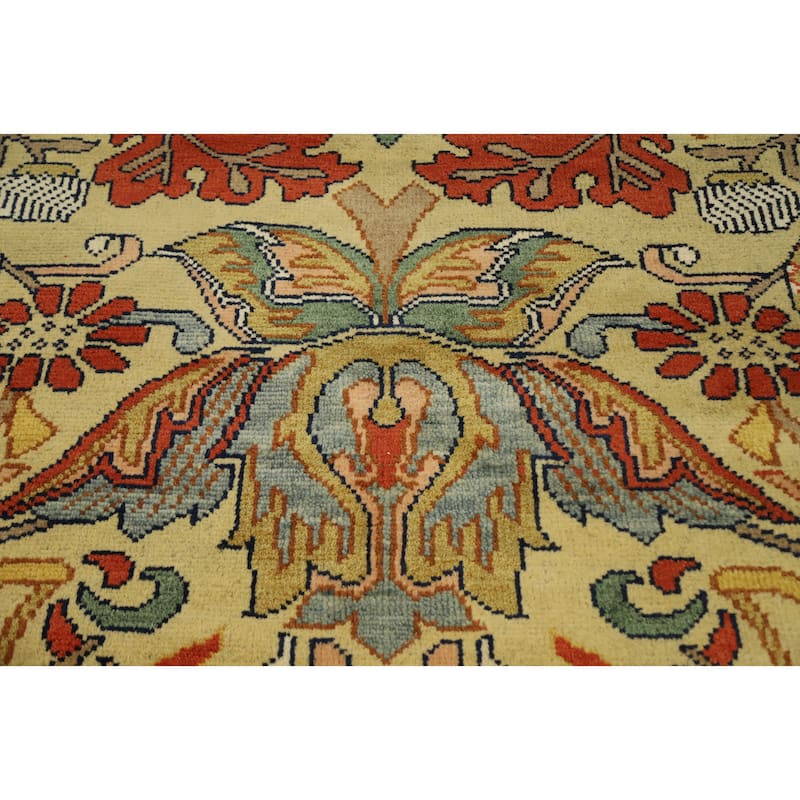 Hand Knotted Oriental 100% Wool Carpet Traditional All-Over Yellow & Gold Ziegler Area Rug - 9' 11'' X 8' 0''