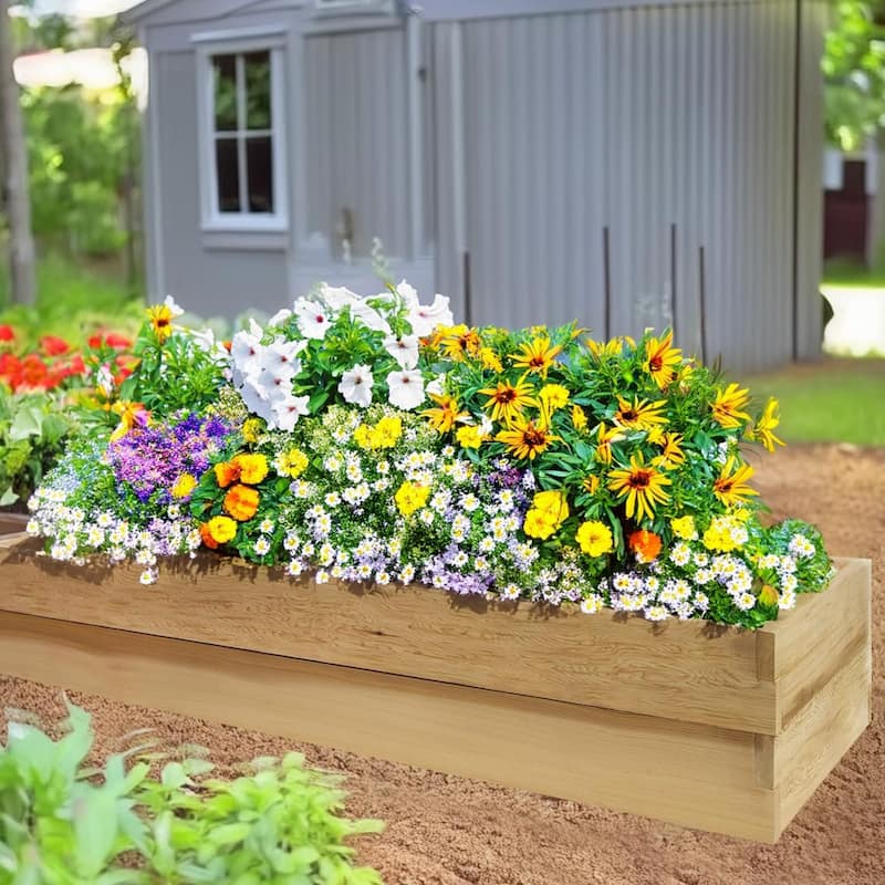 All Things Cedar 6x2 Ft Elevated Garden Box with Stackable and Expandable Design - 26