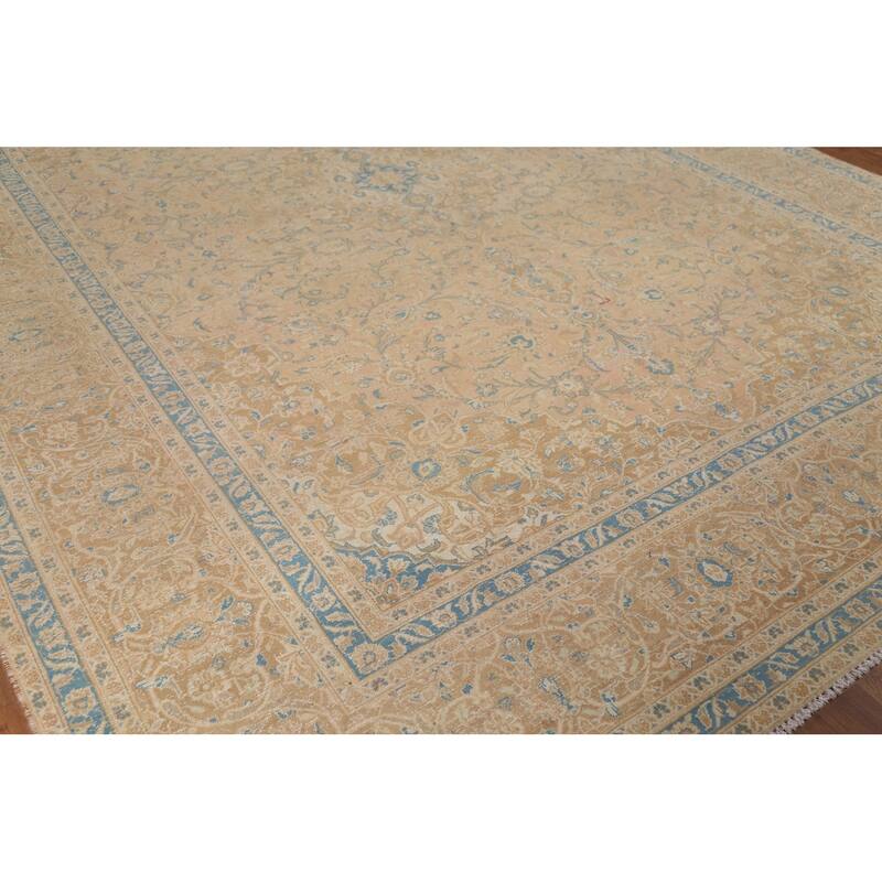 Traditional Mashad Persian Vintage Area Rug Handmade Wool Carpet - 9'7"x 13'3"
