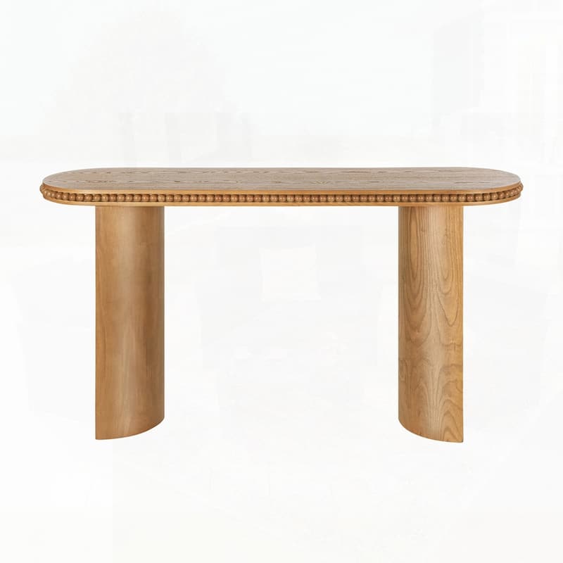 Elegant Console Table with Beaded Trim and Reversible Curved Legs,for Hallway, Living Room