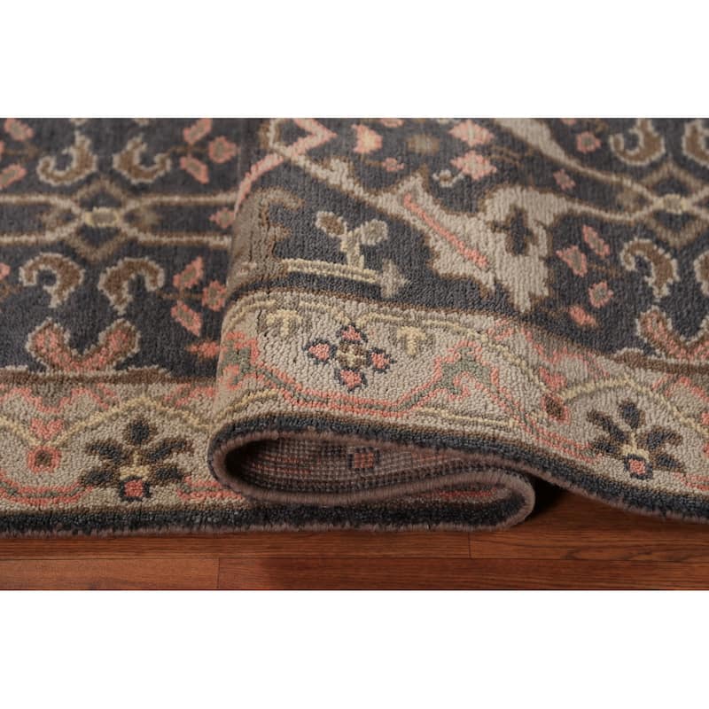 Gray Oushak Indian Runner Rug Handmade Floral Wool Carpet - 2'6"x 7'10"