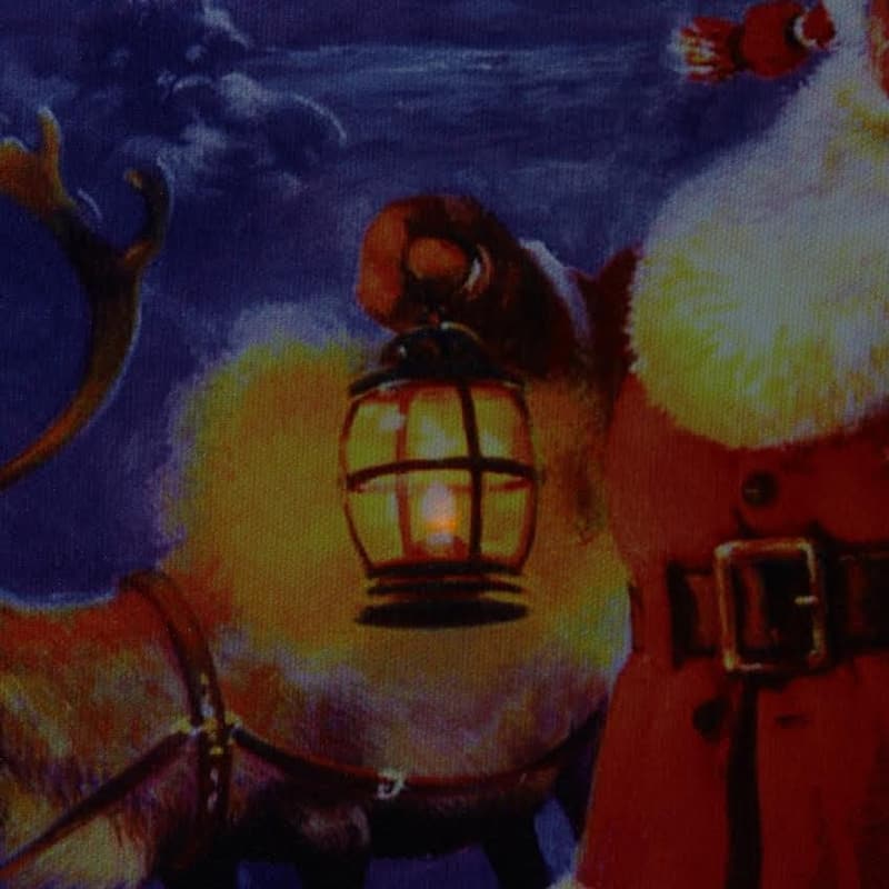 LED Santa Claus w/ Reindeer Christmas Canvas Wall Art 11.75" x 15.75"