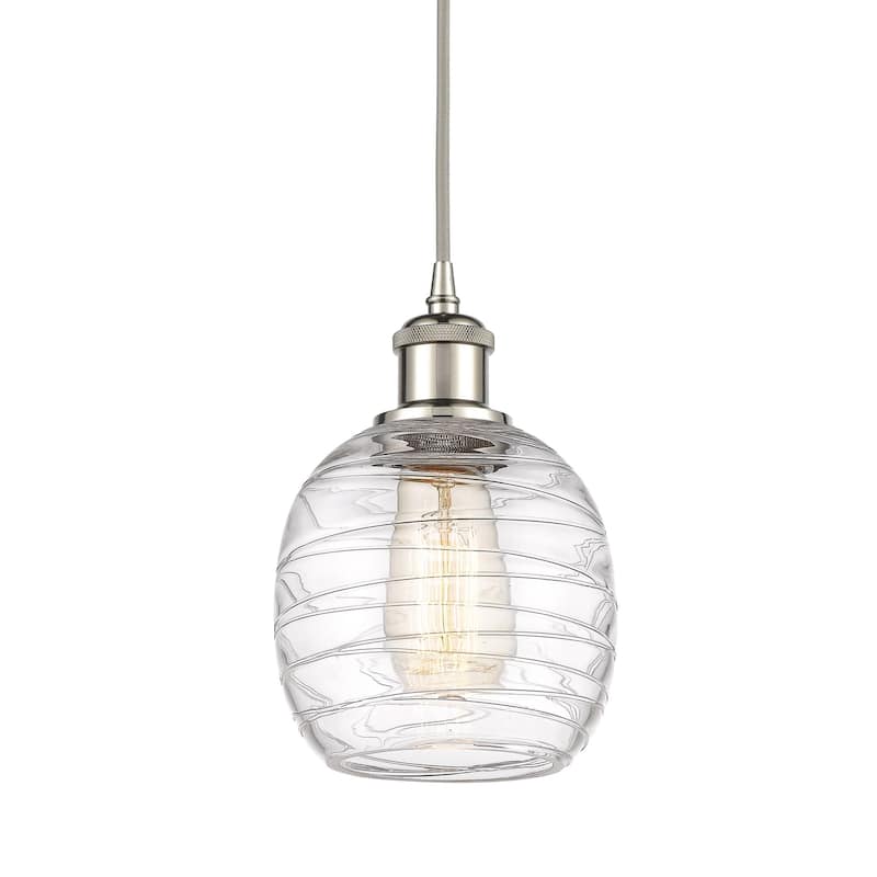 Innovations Lighting 516-1P-9-6 Belfast Pendant Belfast 6" Wide Mini - Deco Swirl / Polished Nickel