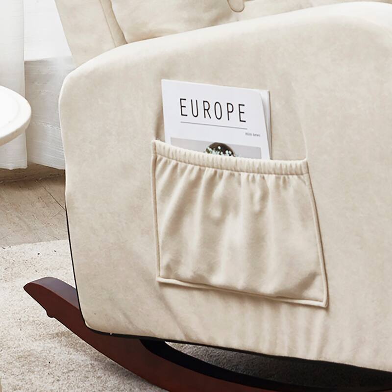 High-Back Adjustable Reclining Sofa Chair with Solid Wood Legs, Side Storage Pockets, and Enhanced Comfort for Balcony