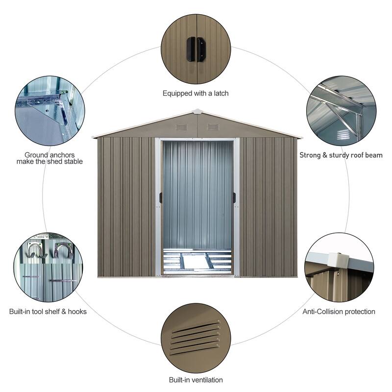 GDF Studio - Cresthaven Outdoor Metal Storage Shed with Window and Galvanized Steel Construction