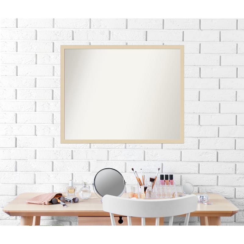 Non-Beveled Wood Bathroom Wall Mirror - Svelte Silver Frame