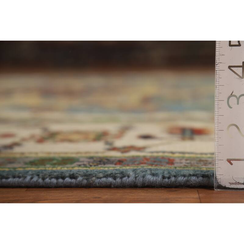 Hand Knotted Oriental 100% Wool Carpet Traditional Medallion Navy Blue & Blues Heriz (serapi) Area Rug - 11' 10'' X 8' 9''