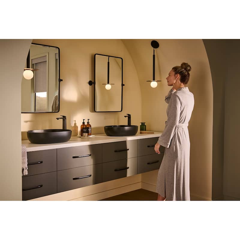 Ruvati 19-inch Matte Black epiStone Solid Surface Modern Bathroom Vessel Sink - RVB2119BK - 18-7/8" x 14-5/8"