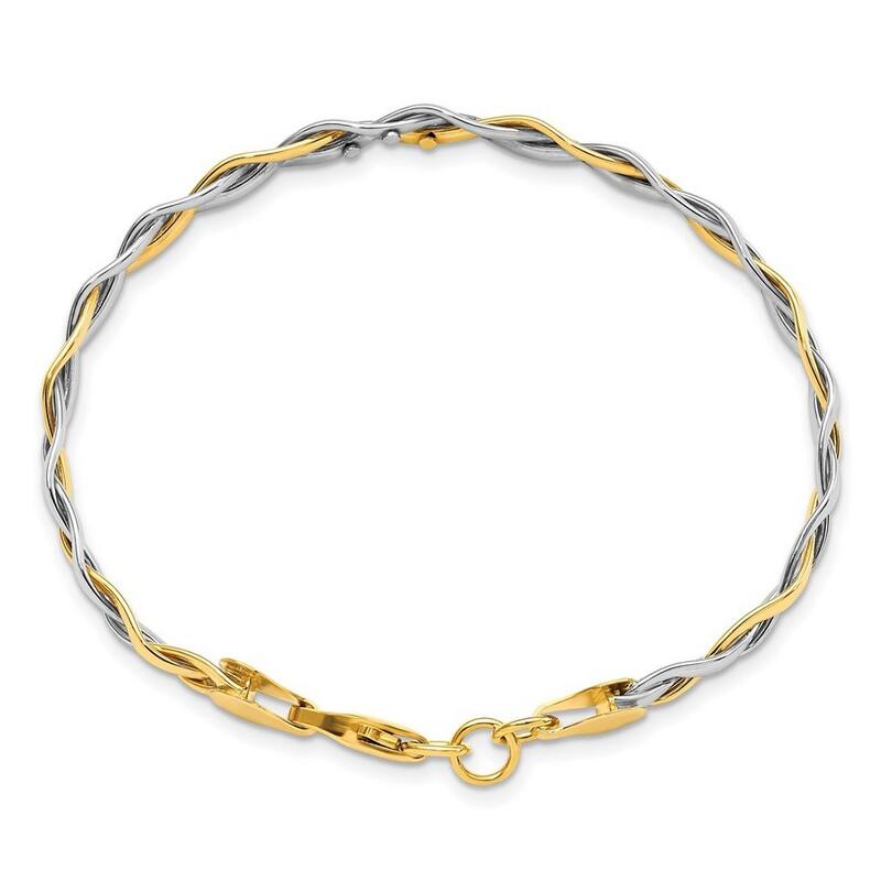 Curata 14k Two tone Gold Polished Twisted Bracelet