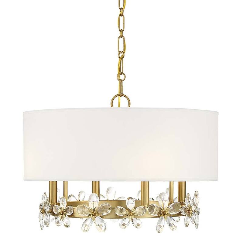 Savoy House 7-4366-4 Dahlia 4 Light 21" Wide Crystal Drum Chandelier - Warm Brass