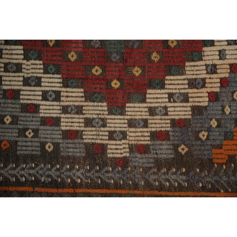 Hand Woven Oriental 100% Wool Carpet Southwestern Tribal Multi-Colored Kilim Area Rug - 8' 10'' X 5' 11''