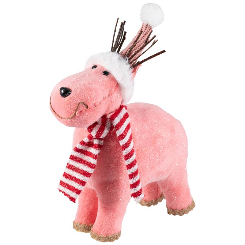 Glittered Reindeer in Winter Hat and Scarf Christmas Figure - 9"