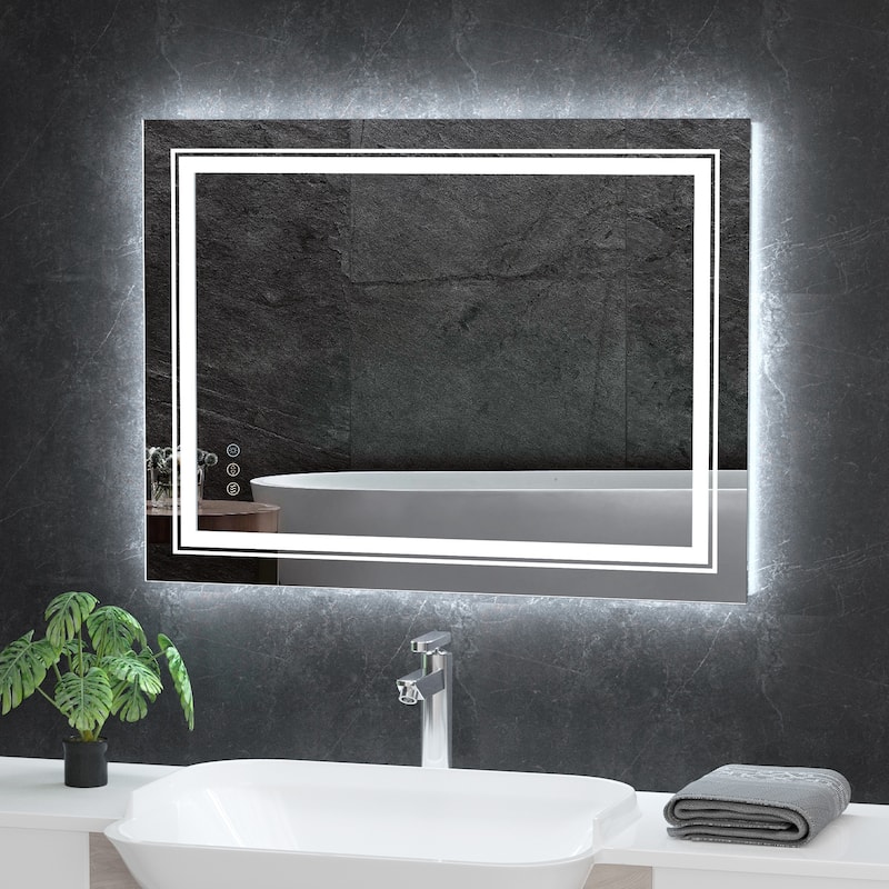 Large Rectangular Anti-Fog Backlit LED Bathroom Vanity Mirror Dimmable - 20" x 28" - 20" x 28"