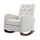 preview thumbnail 3 of 16, Polyester Upholstered High Back Mid-Century Modern Tufted Nursery Rocking Chair with Side Pocket