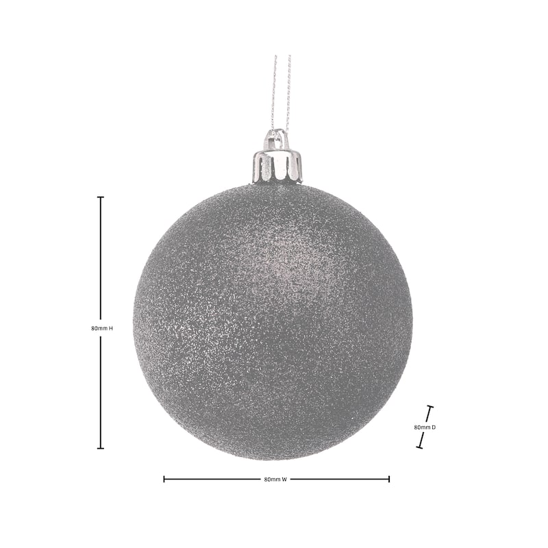 80mm Shatterproof Plastic Glitter Ball Set of 2