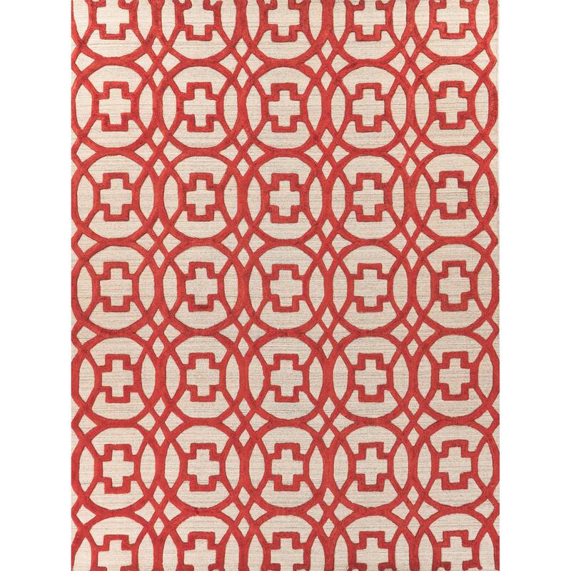 EXQUISITE RUGS Windsor Hand-loomed Wool/Bamboo Silk Rust/Grey Area Rug.