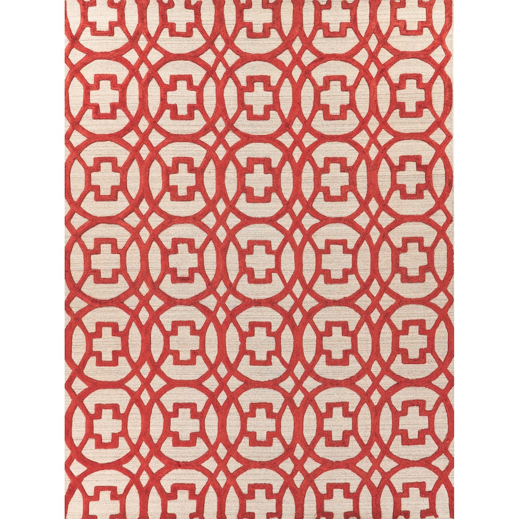 EXQUISITE RUGS Windsor Hand-loomed Wool/Bamboo Silk Rust/Grey Area Rug.