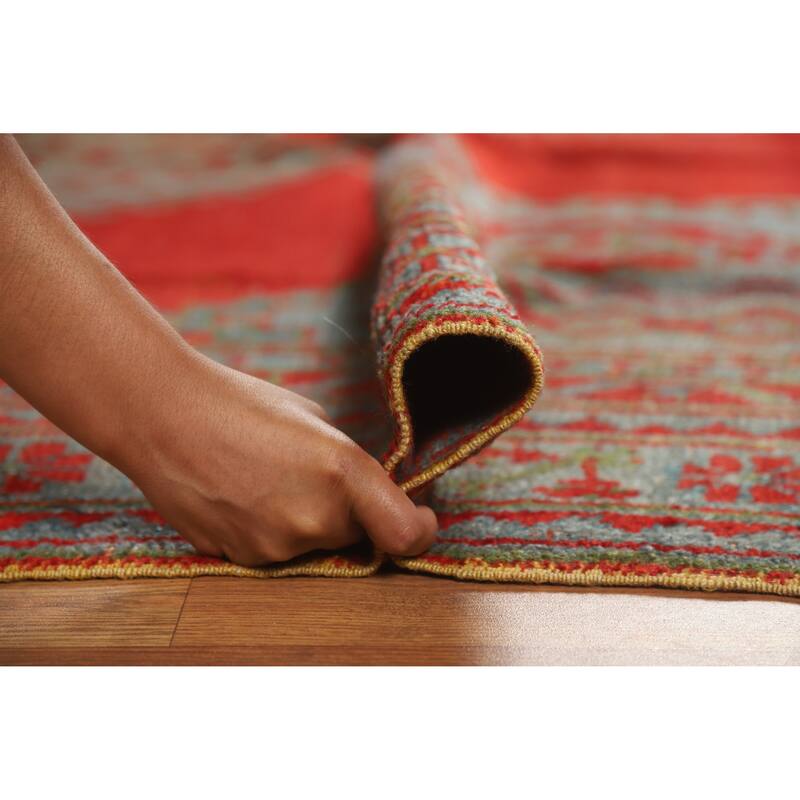 Vegetable Dye Oushak Turkish Antique Area Rug Handmade Wool Carpet - 7'3" x 9'9"
