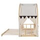 preview thumbnail 44 of 43, Twin Size Extended Pinewood Bed Frame with Arched Roof, Tent, Light Strip, Whiteboard & Trundle for Kids' Sleep Space, Grey