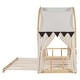 preview thumbnail 14 of 56, Wood Twin Size Bed Frame with Arched Roof, Floor Bed with Light and Curtain, Pull-out Kids Bed for Girls Boys Bedroom