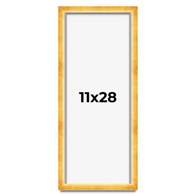 11x28 Shadow Box Frame Gold | 1.625 Inches Deep Real Wood Traditional