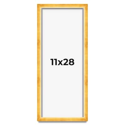 11x28 Shadow Box Frame Gold | 1.625 Inches Deep Real Wood Traditional