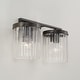 preview thumbnail 2 of 3, 16" W x 9" H 2-Light Vanity with Clear Beveled Fluted Glass - 14.5"W x 9"H x 8"E