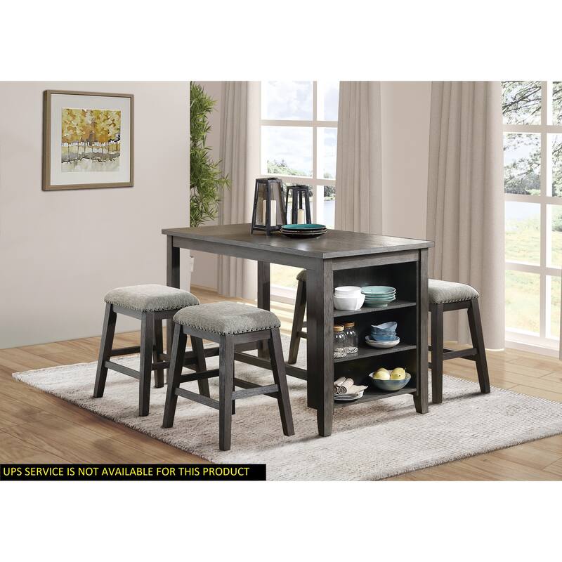 Counter Height Set , Counter Height Table with 4 Stools Fabric, Nailhead Trim