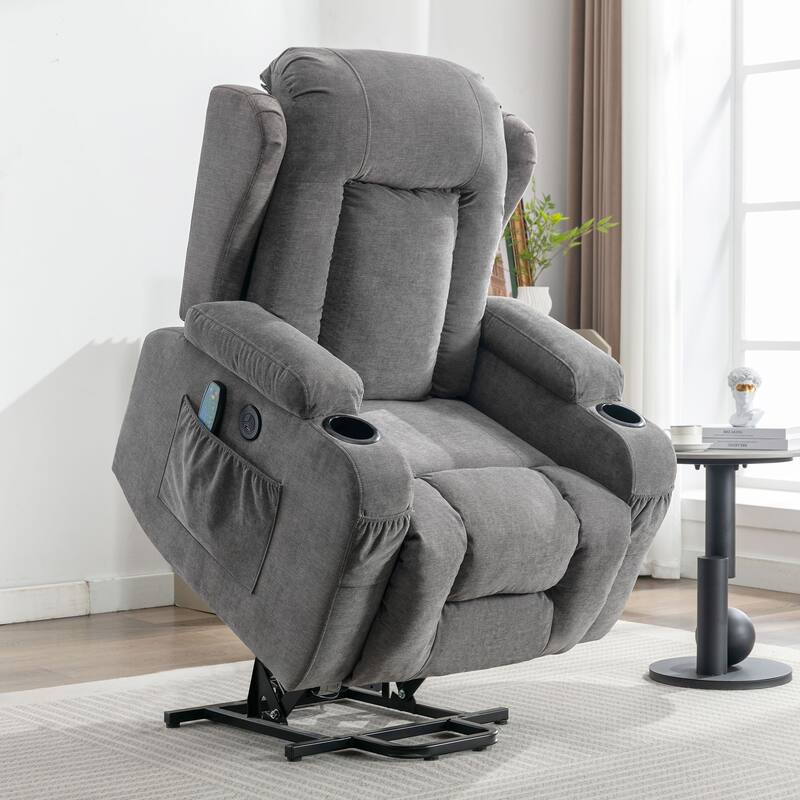 Power Lift Recliners for Elderly with Heat and Massage Recliner Chair with Infinite Position and Side Pocket,USB Charge Port