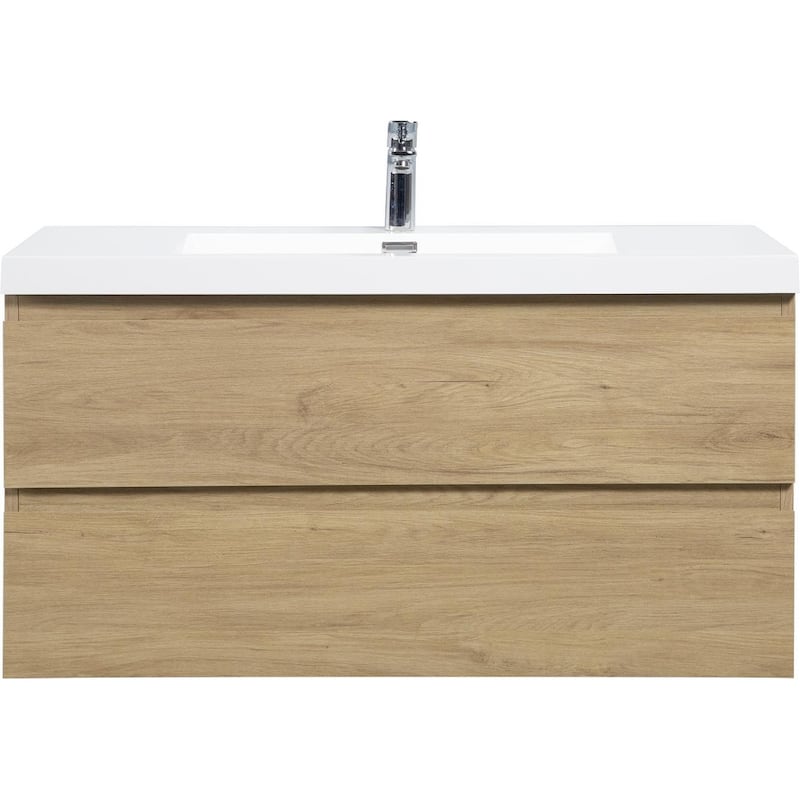 42"Bathroom Vanity with Sink,Modern Wall-Mounted Bathroom Storage Vanity Cabinet with Resin Top Basin and Soft Close Drawers