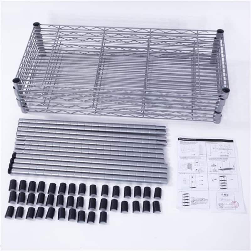 Rectangle Carbon Steel Metal Assembly 5-Shelf Storage Rack - Silver Grey - (29.13 x 13.39 x 59.06)"