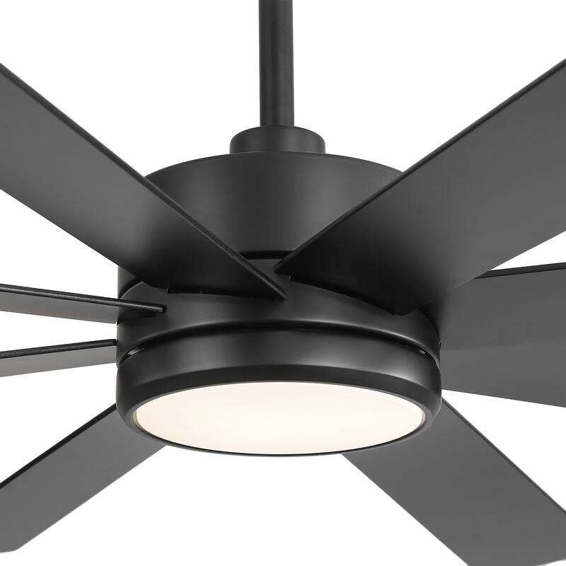 65-inch Black Ceiling Fan with LED Light Remote and Downrod(8-Blade)