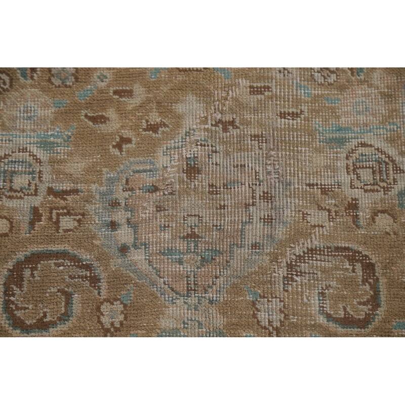 Hand Knotted Oriental 100% Wool Carpet Traditional Medallion Yellow & Gold Tabriz Area Rug - 9' 9'' X 6' 7''