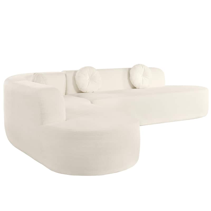 Modern Oversized Curved 4-Seater Sectional Sofa with 3 Round Pillows for Living Room