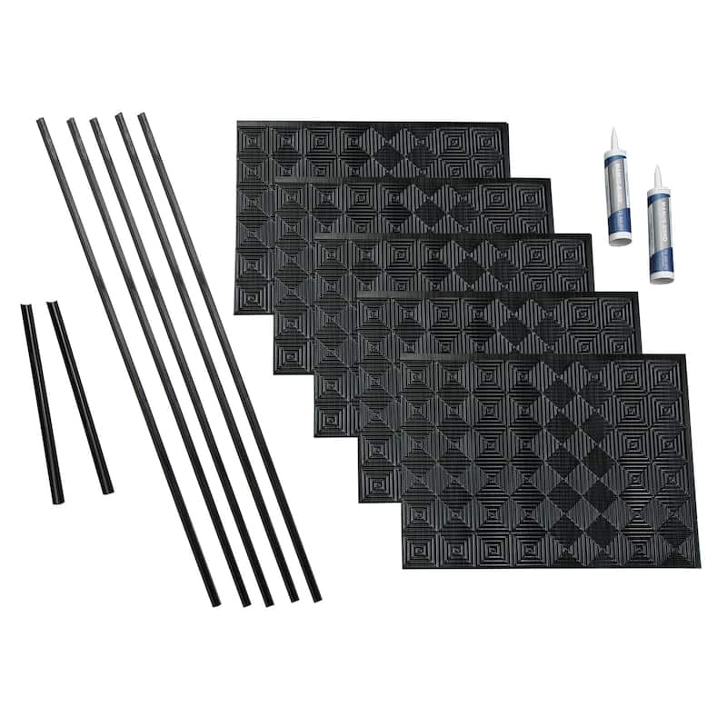 FASÄDE Miniquattro Decorative Vinyl Backsplash Panel - 15 Sq Ft Kit - Brushed Onyx