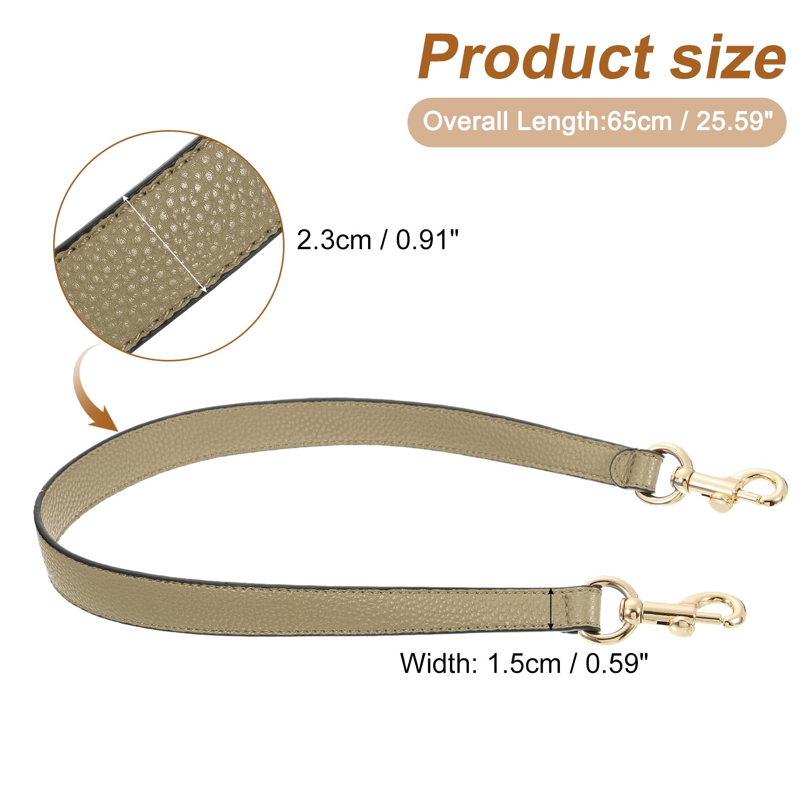 PU Leather Short Bag Strap with Clasp, Purse Handles Handbags Replacement Straps for Clutch Bag