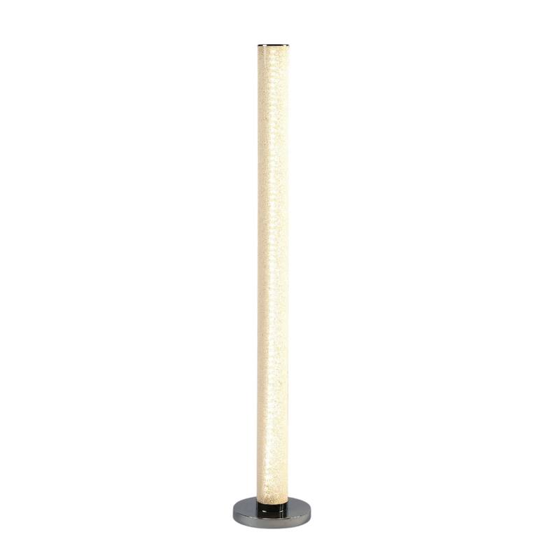 Contemporary LED Column Floor Lamp with White Steel Base & Clear Acrylic Drum Shade - 7.9" x 7.9" x 49"